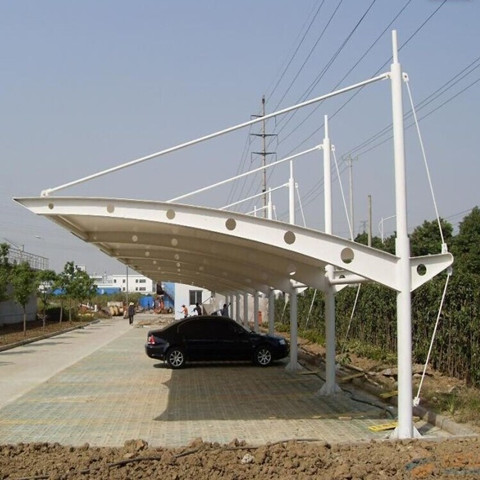 TC004 膜結構停車棚 斜拉式